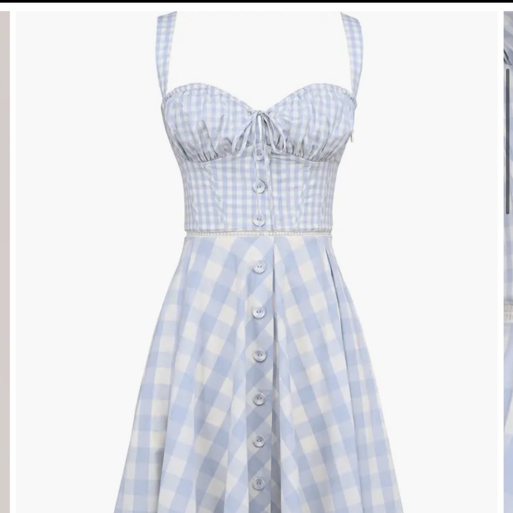House of CB Chiarina Gingham Stretch Cotton Midi Sundress Sz L+ NWT